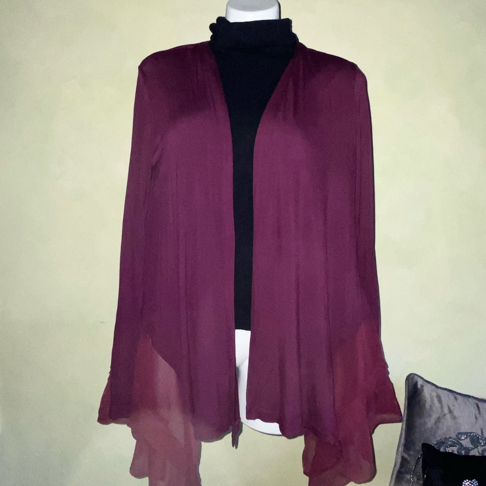 LOGO Lori Goldstein cardigan with tiered hem